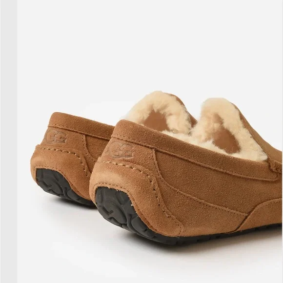 UGG Plush Men's Tan Suede Slip-Ons - Picture 2 of 5